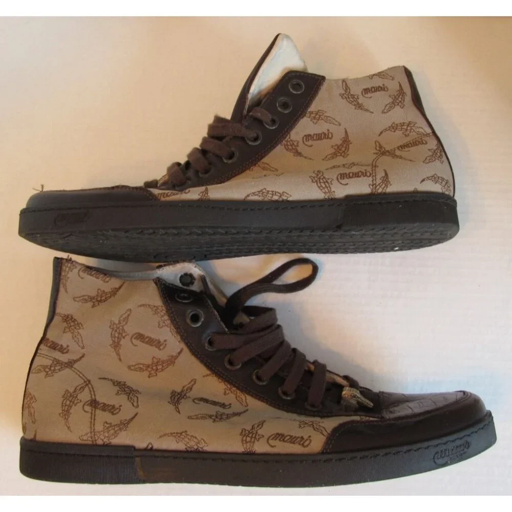 Mauri Brown Taupe Alligator Leather High Top Shoes 8835 Size 45 EU 11.5 US VTG